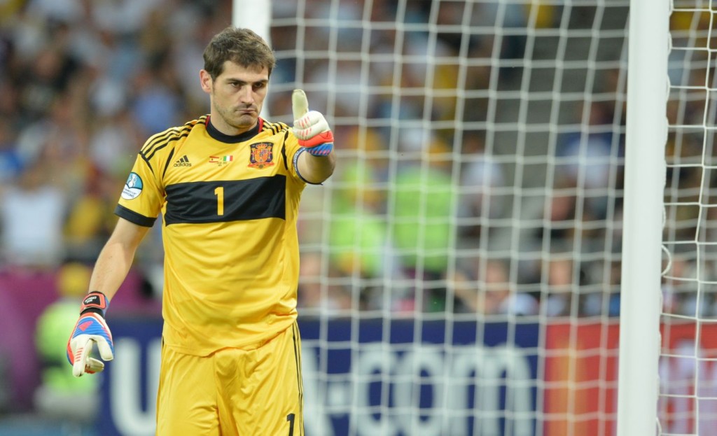 Spanish goalkeeper Iker Casillas gesture