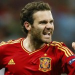 Spain's Mata reacts after scoring against Italy during their Euro 2012 final soccer match at the Olympic stadium in Kiev